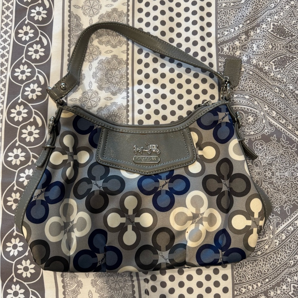 Stylish Gray and Blue Patterned Women's Bag